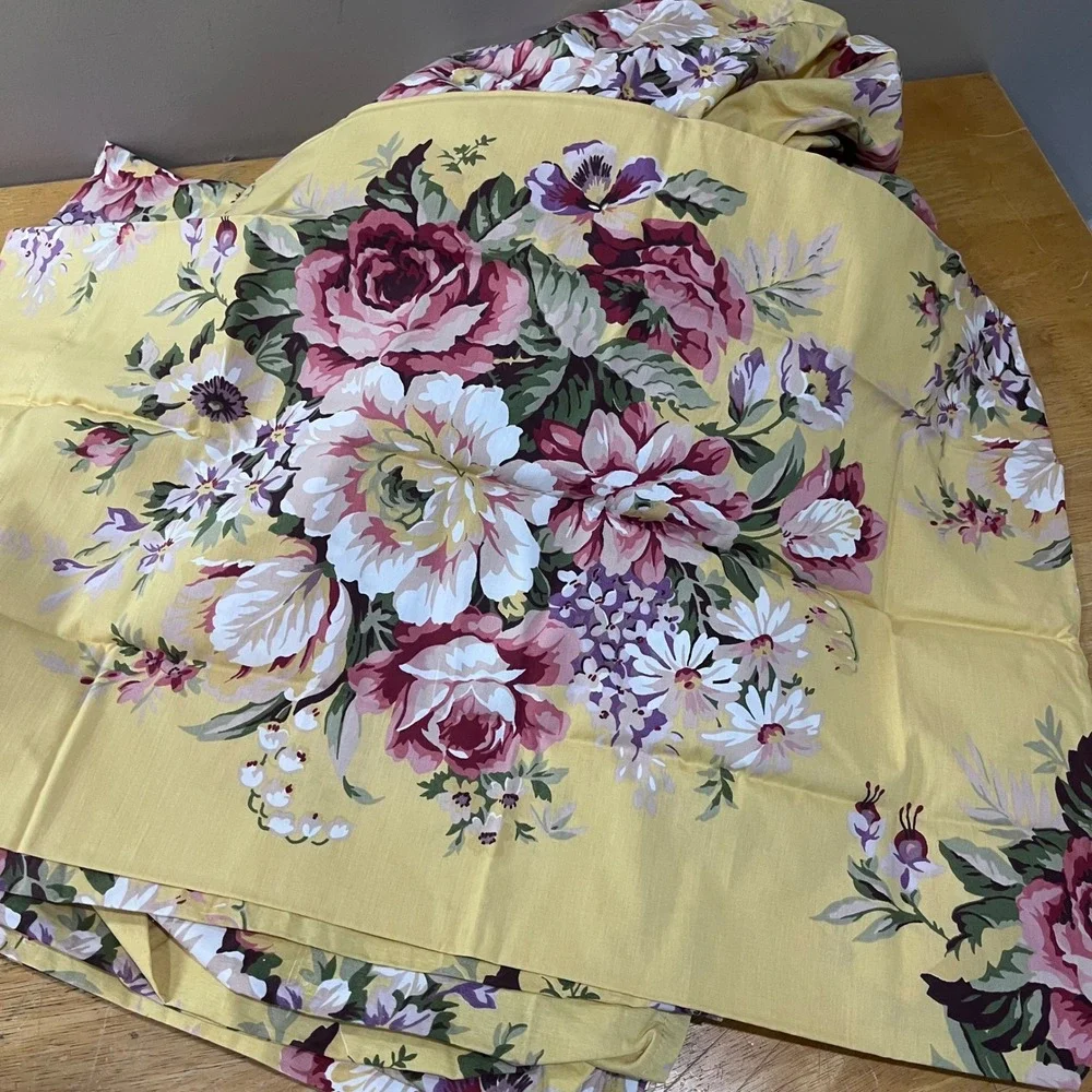 Vtg Ralph Lauren Sophie Brooke Twin Sheet Set Yellow Floral‎ Cottagecore 4pc USA